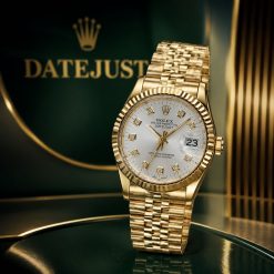 ساعت زنانه مردانه رولکس دیت جاست DATE JUST طلایی صفحه سفید کد W815