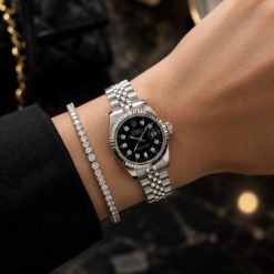 ساعت زنانه رولکس دیت جاست DATE JUST سیلور مشکی کد W669