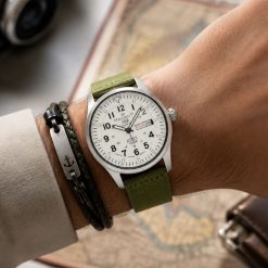ساعت سیکو مردانه مدل خلبانی بند نیتو سبز صفحه سفید کد WF-013698 (x)