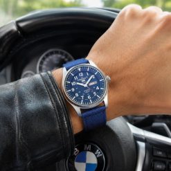 ساعت مردانه سیکو خلبانی بند نیتو آبی سورمهای کد W502 (x)