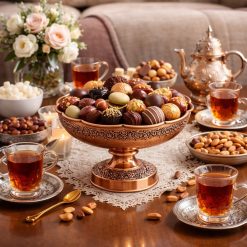 ظرف شکلاتخوری مسی پایهدار طرح فاخر (NF)