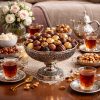 ظرف شکلات‌خوری مسی پایه‌دار رنگ کروم طرح فاخر (NF)