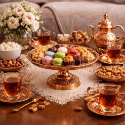 ظرف شیرینیخوری مسی پایهدار طرح فاخر (NF)