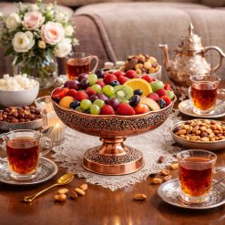 ظرف میوهخوری مسی پایهدار طرح فاخر (NF)