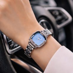 ساعت زنانه نایدو صفحه مربعی آبی بند استیل (e) کد W002 (x)