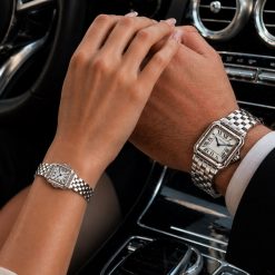 ست ساعت کارتیر پنته بند فلزی نقرهای (e) کد W030