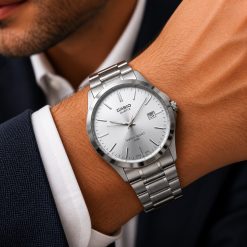 ساعت مردانه کاسیو گرد نقرهای (e) کد 0023A-8157 (x)