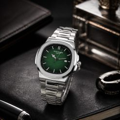 Alternative view of ساعت مردانه پتک فیلیپ نقره‌ای صفحه سبز (e) کد W039 (x)