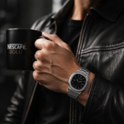 ساعت مچی مردانه پتک فیلیپ Patek Philippe نقرهای صفحه مشکی (e) کد XL-13107M (x)