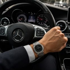 ساعت پتک فیلیپ مردانه | Patek Philippe نقره ای صفحه مشکی (e) کد 0023A-13104