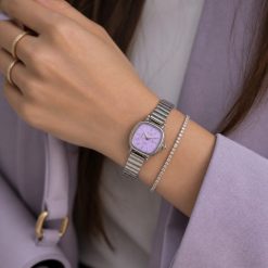 Alternative view of ساعت مچی زنانه naidu مربع بند باز صفحه بنفش A کد XRN-7884