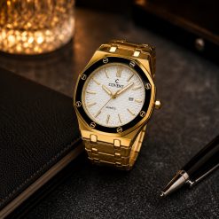 ساعت مردانه کاونت بند فلزی طلایی و سفید (zz) کد W1294