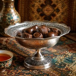 Alternative view of ظرف شکلات خوری مسی رز کروم طرح نازگل (NF)