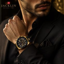 ساعت اسپرت مردانه کورنوگراف Jacklin رنگ مشکی طلایی JN-1399523M کد GPZ-7407 (x)