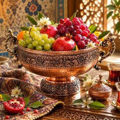 ظرف پذیرایی میوه خوری مسی گلدار مینیمال (NF)