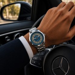 ساعت مردانه کاونت رنگ نقرهای با صفحه آبی-کرم بند فلزی (zz) کد W1318