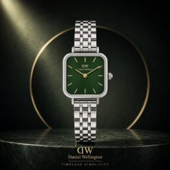 ساعت مچی زنانه مدل Daniel Wellington | دنیل ولینگتن سیلور سبز بند فلزی مربعی کد WF-013840