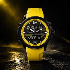 ساعت مردانه دو زمانه جاکلین رنگ زرد مدل JN-1399520M کد XL-7517M