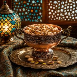 ظرف پذیرایی آجیل خوری مسی گلدار مینیمال (NF)
