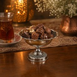 ظرف شکلات خوری مسی رز کروم طرح نازگل (NF)