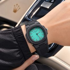 Alternative view of ساعت اسپرت پتک فیلیپ ژنو مشکی با صفحه سبز فیروزه‌ای کد W199c