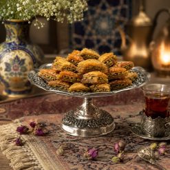 شیرینی خوری مسی روکش کروم طرح نازگل (NF)