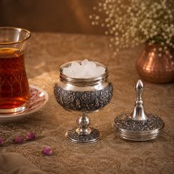 قندان مسی پایهدار کروم گلدار مینیمال (NF)