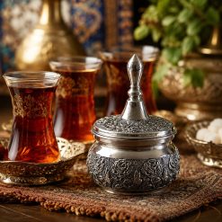 Alternative view of قندان مسی کروم گلدار مینیمال (NF)