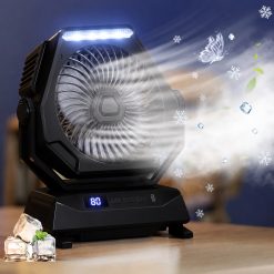 Alternative view of فن خنک کننده رومیزی چراغ‌دار شارژی مشکی کد 7380SX-L