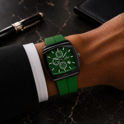 ساعت مردانه کاونت با بند رابر و صفحه مربعی رنگ سبز (zz) کد W1333
