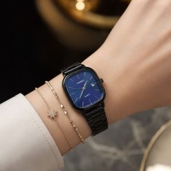 ساعت casio زنانه سری اولد مانی صفحه آبی بند فلزی مشکی کد WF-007829 (x)