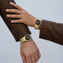 Alternative view of ساعت ست مردانه و زنانه فلزی جاکلین JN-1399547 Emako طلایی-مشکی کد W1524