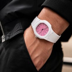 ساعت مردانه پتک فیلیپ ژنو سفید صفحه صورتی کد W213 (x)