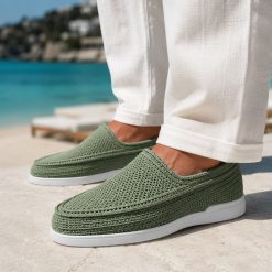 گیوه مردانه دست دوز سبز زیره ابری (R) کد G255