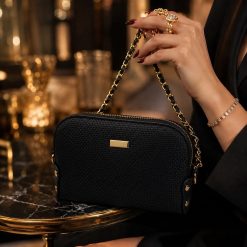 کیف دستی زنانه طرحدار مشکی کد 522