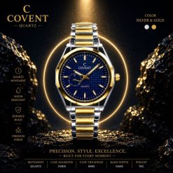 ساعت فلزی مردانه رنگ سیلور-طلایی و سورمهای مدل COVENT کاونت (zz) کد WF-004801