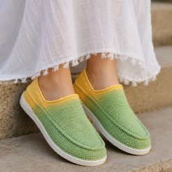 گیوه زنانه دست دوز سبز زرد زیره ابری (R) کد G296