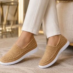 گیوه زنانه دست دوز کرم نسکافه ای زیره ابری (R) کد G286