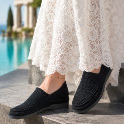 گیوه زنانه دست دوز مشکی زیره ابری (R) کد G289