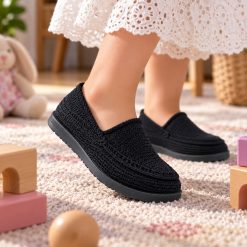 گیوه بچگانه و نوجوان دست دوز مشکی زیره ابری (R) کد G242