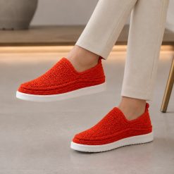 گیوه زنانه دست دوز قرمز زیره تزریق (R) کد G191