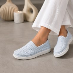 گیوه زنانه دست دوز آبی یخی زیره تزریق (R) کد G184