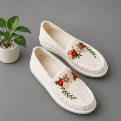 Alternative view of گیوه زنانه دست دوز گلدوزی صورتی سفید زیره آلن (R) کد G149