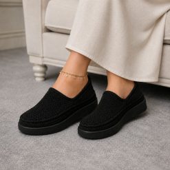 گیوه زنانه دست دوز مشکی زیره تزریق (R) کد G306