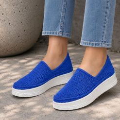 گیوه زنانه دست دوز آبی کاربنی زیره لژ دار (R) کد G304