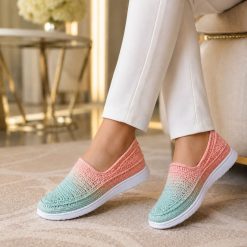 گیوه زنانه دست دوز سبزآبی گلبهی زیره ابری (R) کد G292