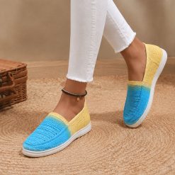 گیوه زنانه دست دوز دو رنگ آبی زرد زیره ابری (R) کد G291
