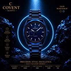 ساعت فلزی مردانه مدل کاونت COVENT رنگ سورمهای صفحه گرد (zz) کد 4803SX-L