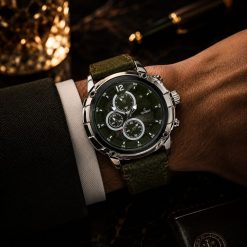 Alternative view of ساعت مچی مردانه سیلور و سبز زیتونی مدل کاونت بند طرح چرمی (zz) کد XRN-4722