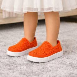 گیوه بچگانه نوجوان دست دوز نارنجی زیره تزریق (R) کد G226